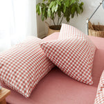 lot deux serviettes bain coton carreaux rose bleu beige gris vert blanc moderne