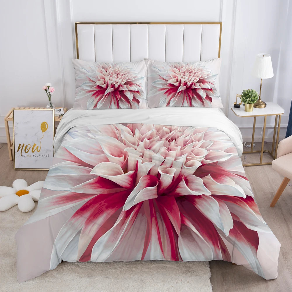 Housse de couette 220x240 rose fleurie microfibre