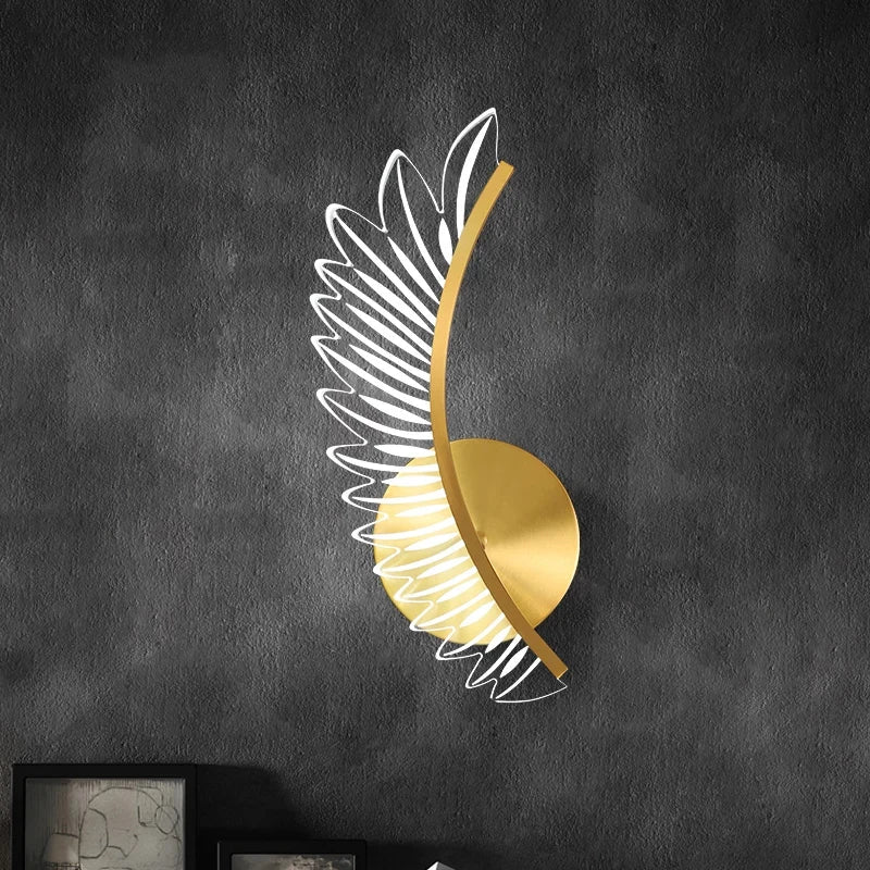 applique murale contemporaine or feuilles stylisées éclairage maison nordique lumière chevet