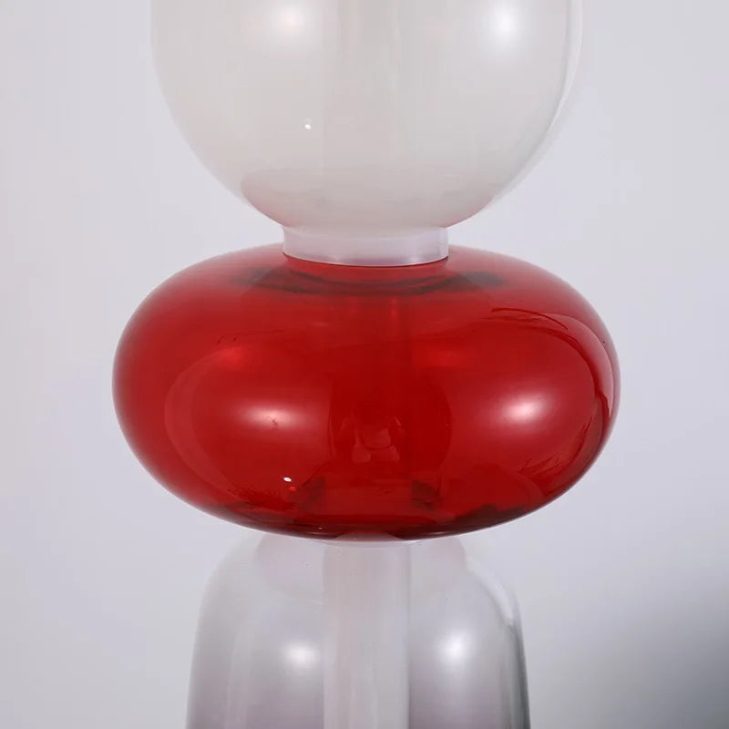 lampe sol moderne rouge blanc doré pied stable minimaliste vitrail led translucent