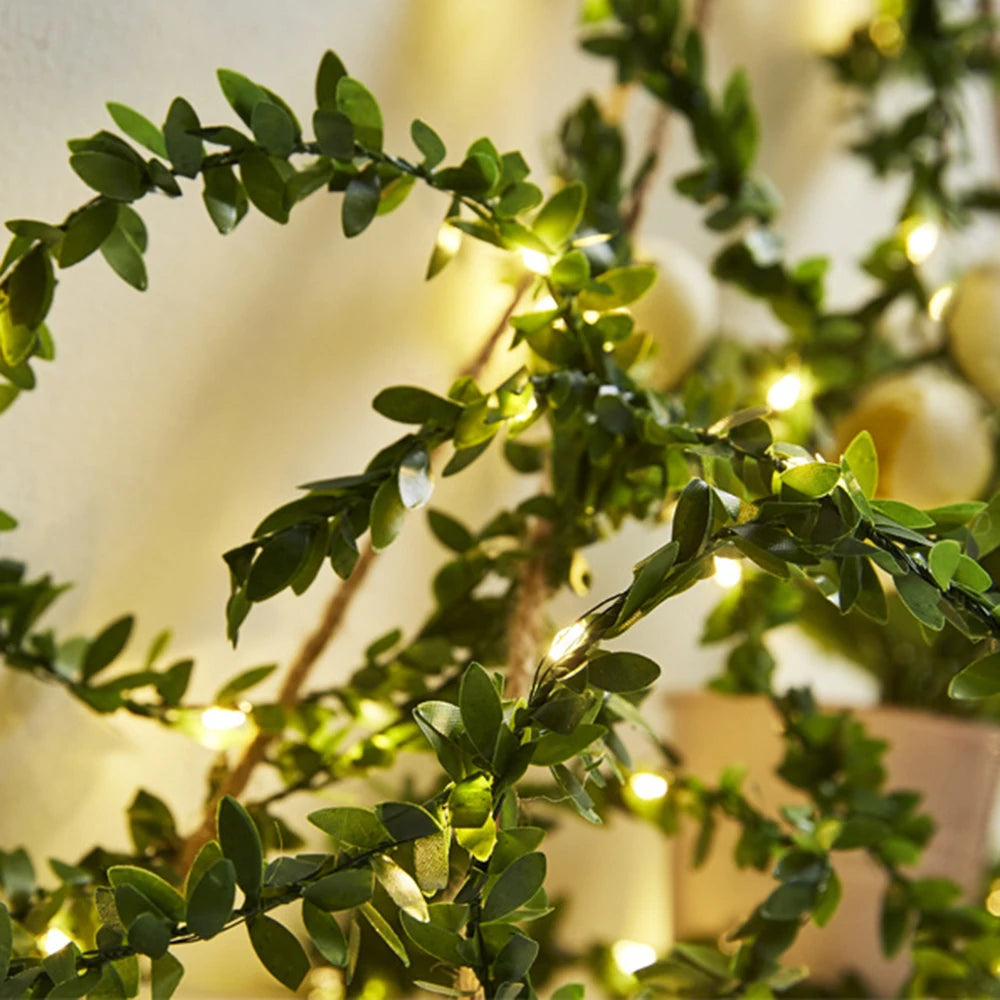 guirlande lumineuse feuilles vertes petites lumières blanches naturel décoratif 10m 5m 3m 2m