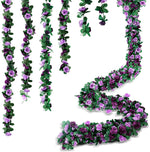 guirlande artificielle fleurs violettes vertes décoration extérieure mariage anniversaire moderne jardin fêtes
