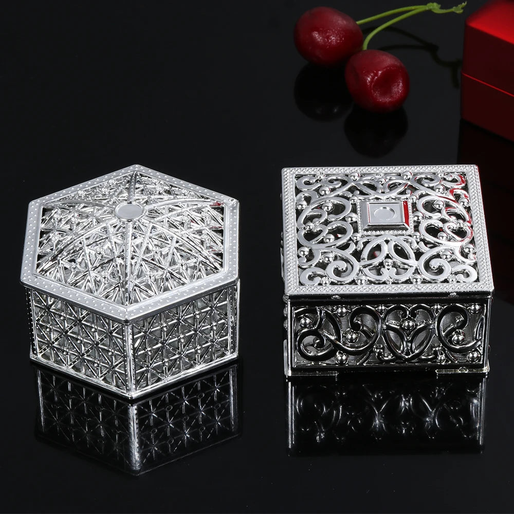 boîtes bijoux or argent élégantes ajourées classiques bonbons favor mariage trinkets organizer