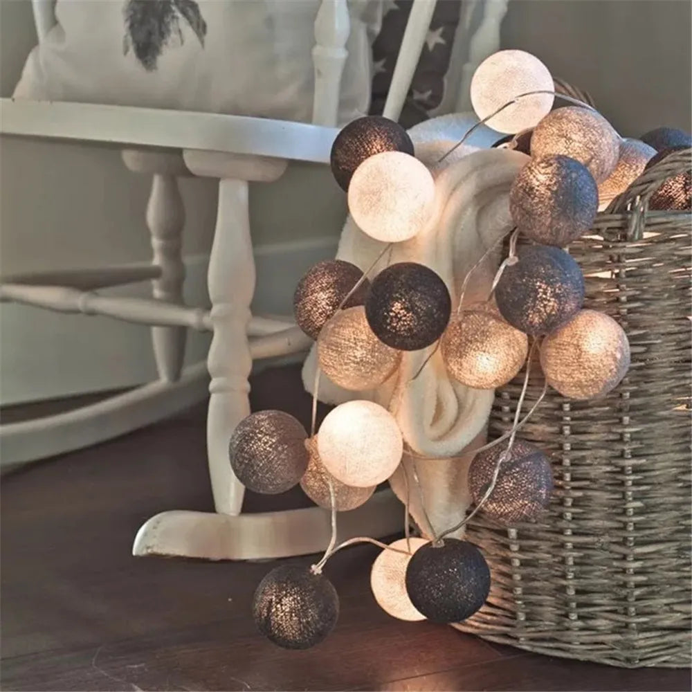 guirlande lumineuse led coton texturé moderne rose blanc bleu vert violet halloween noël chambre