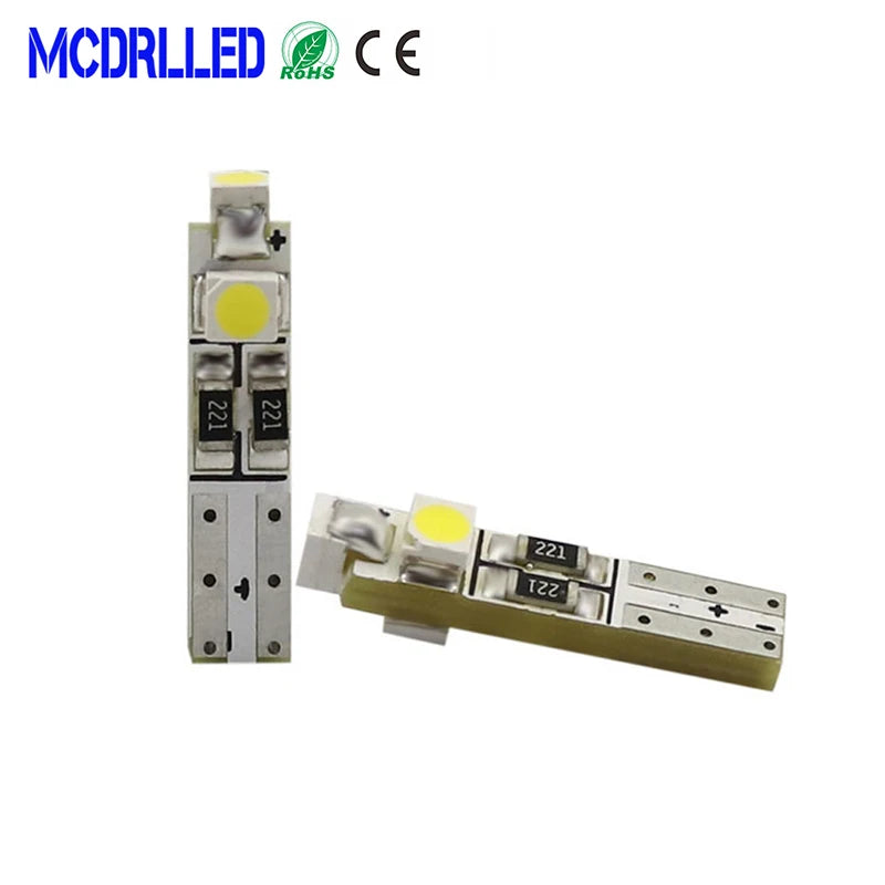 ampoules led blanc 12v 24v smd3528 modernes 50000h lumineuses t5 0.2w 20lm d4.6x21mm