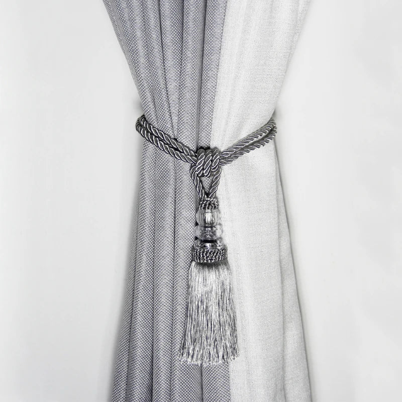 pompon rideau beige noir decoratif textile maison facile utilisation classique or argent bleu