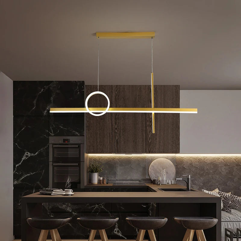 suspension lumineuse moderne or noir lignes géométriques led minimaliste