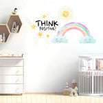 Stickers adhésifs murals dessin animé arc ciel soleil multicolore chambre enfants pastel cartoon