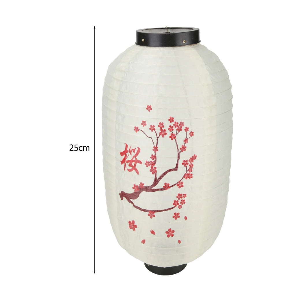 lanterne japonaise traditionnelle fleurs cerisier blanc rose noire fete decoOpaque