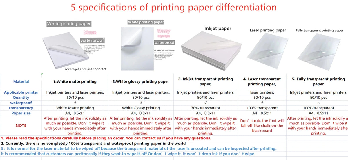 papier autocollant imprimable a4 blanc moderne 10 feuilles étanche imprimante jet d'encre bricolage artisanat