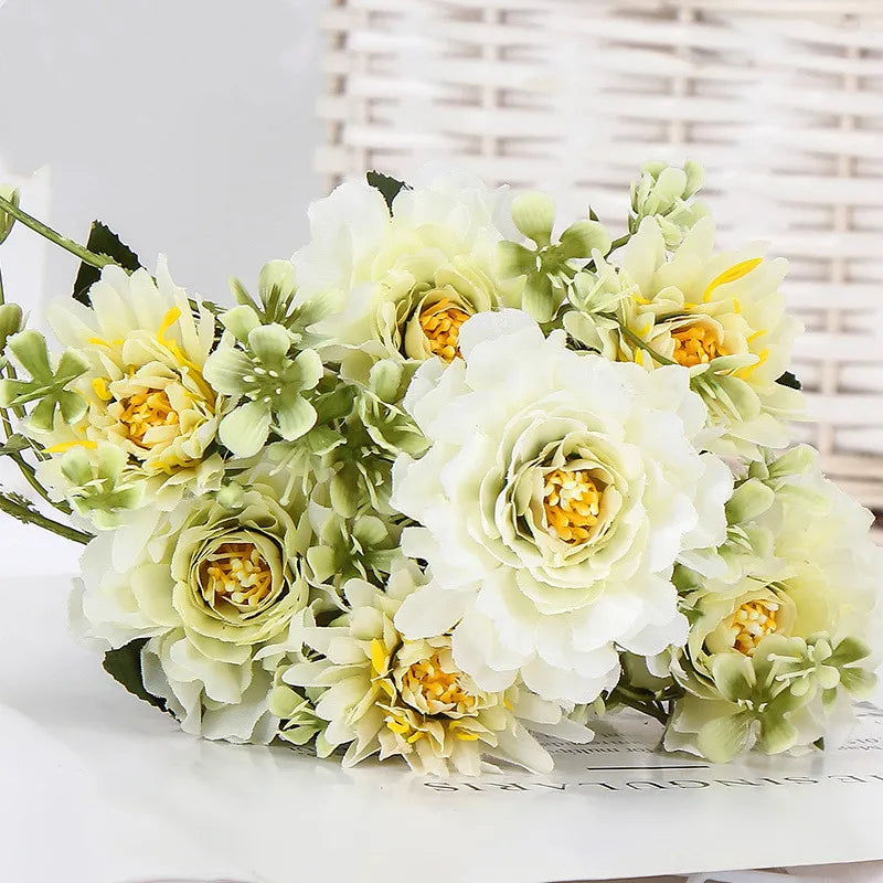 bouquet fleurs artificielles pivoine soie bleu rose rouge mariage décoration intérieur extérieur festivité chambre