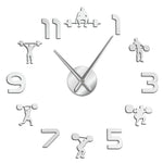 Horloge murale sportive DIY chiffres détachables personnes haltères moderne argentée