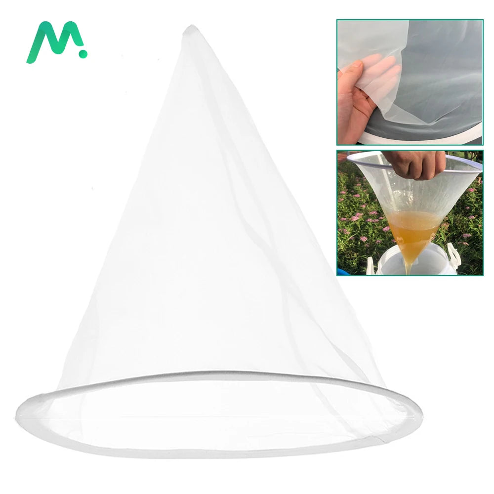 filtre miel conique nylon blanc tissu texturé gaze apiculture utilitaire industrielle