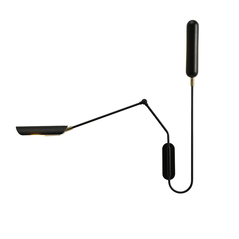 lampe murale articulée moderne noir doré minimaliste deux sources lumineuses flux lumineux variable chambre