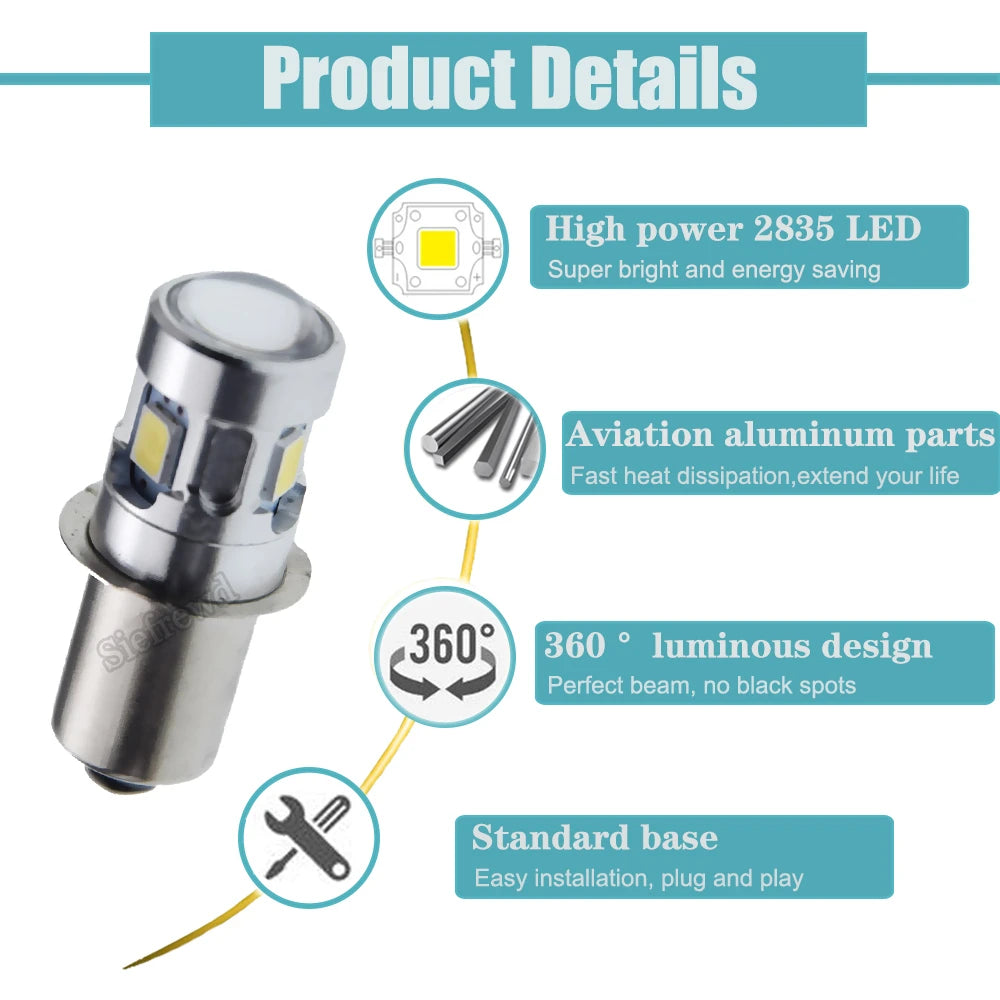 ampoule led p13.5s 12v 500lm argenté moderne lampe poche torche projecteur remplacem