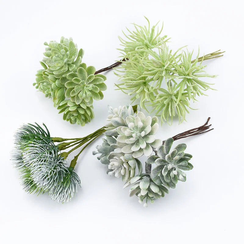 bouquets artificiels naturels decoration mariage exterieur feuilles vertes fleurs blanches rustiques fixations fil fer