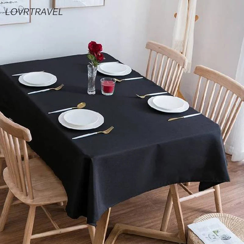 nappe noire solide polyester imperméable table banquets fêtes mariage uni moderne