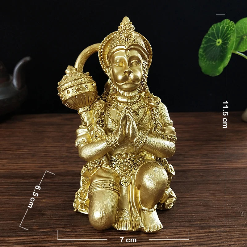 statue hanuman dieu singe bronze details sculptés decoration religieuse traditionnelle hindoue massue ornée