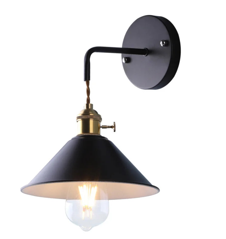 Applique murale industrielle conique métallique bleu vert jaune noir rose E27