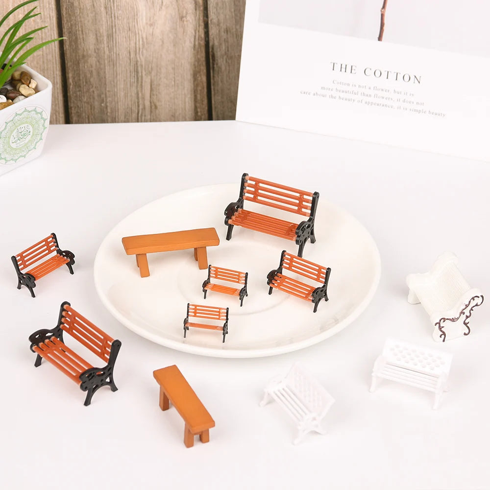petit banc miniature résine décoratif jardin féerique maison poupée micro paysage