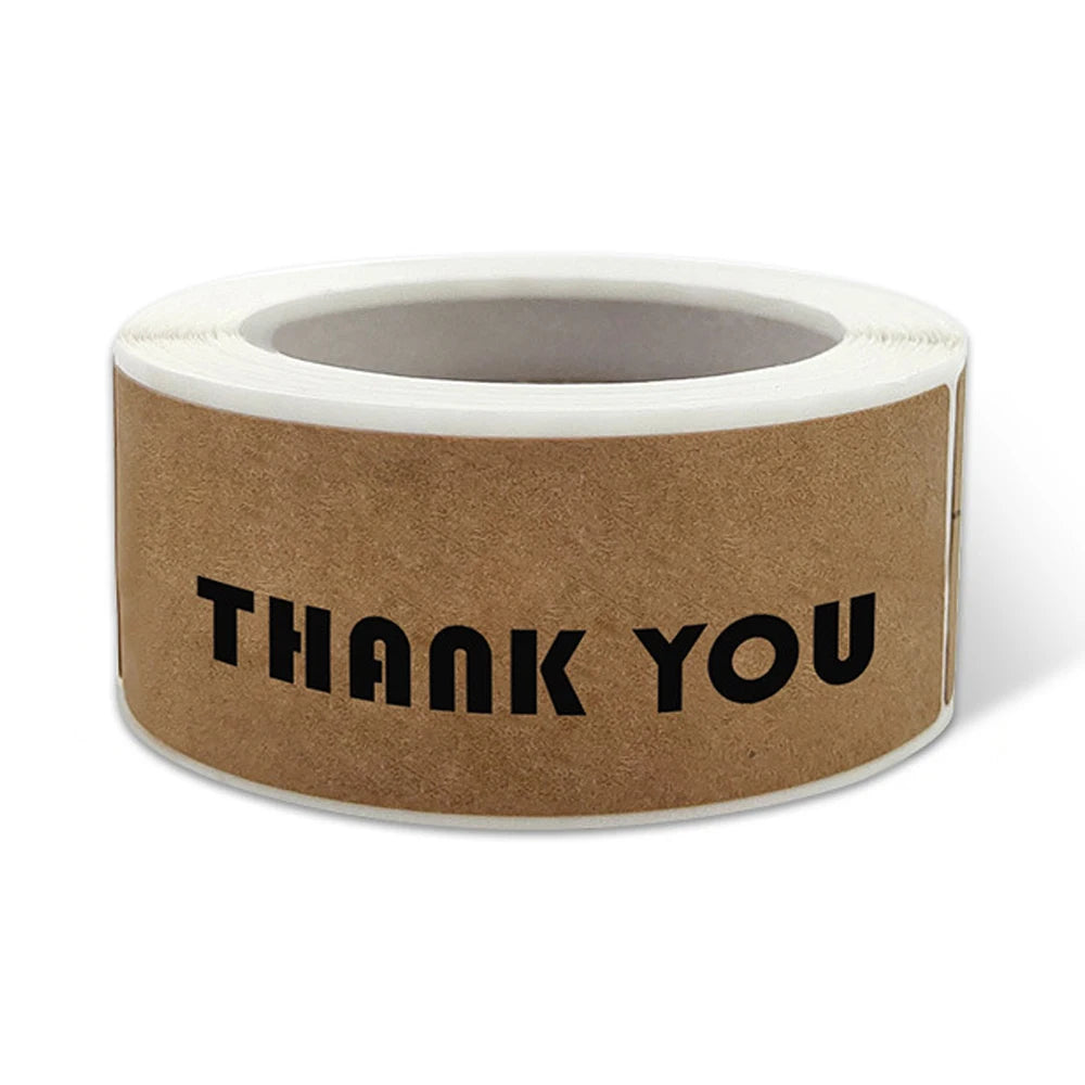 autocollants kraft thank you ruban élégant minimaliste coeurs blancs pack 120 stickers enveloppes cadeaux