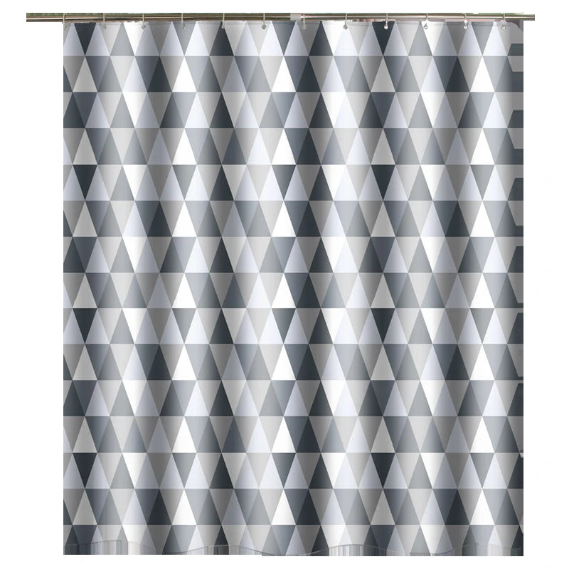 rideau douche gris triangles géométriques moderne polyester imperméable opaque large choix tailles
