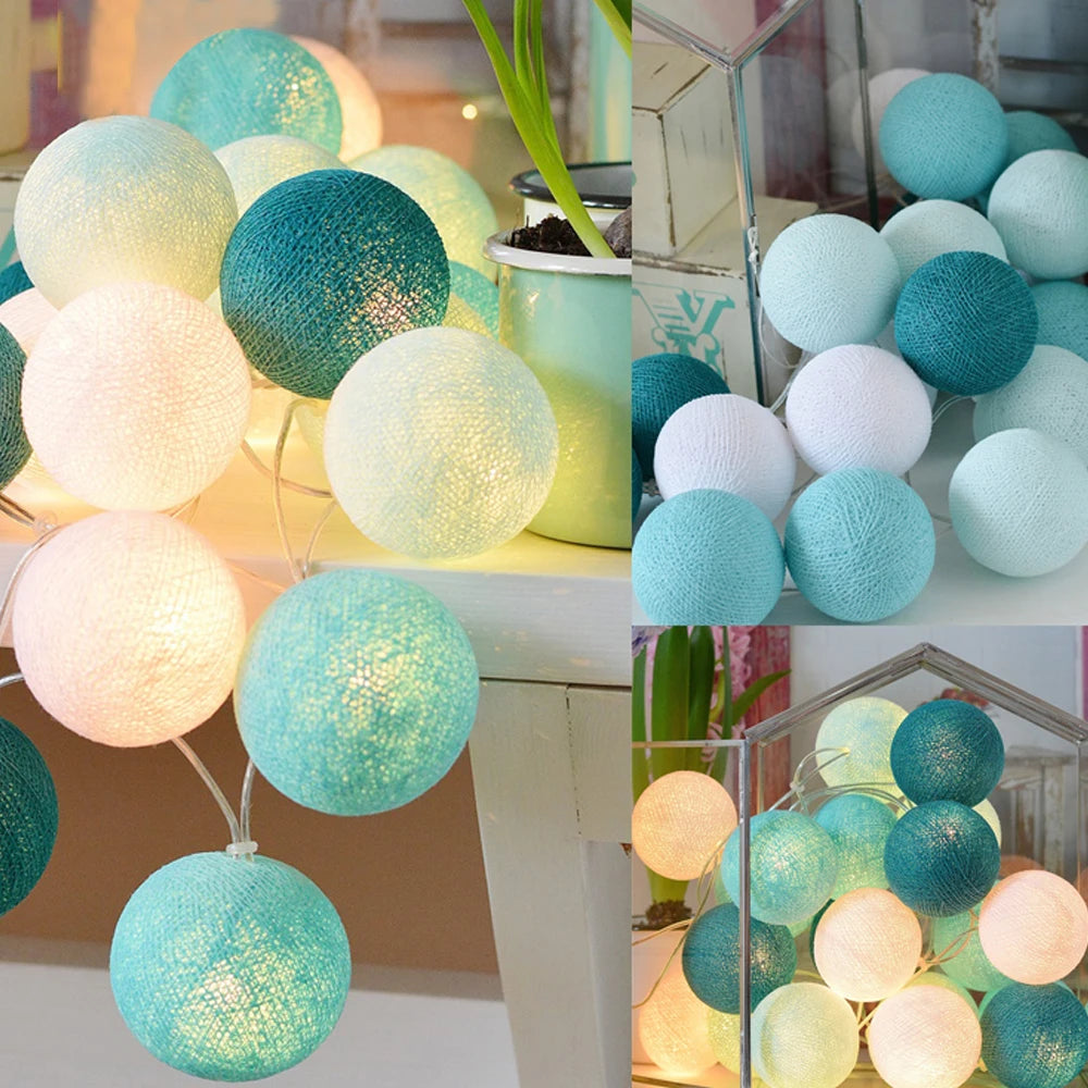 guirlande lumineuse led coton texturé moderne rose blanc bleu vert violet halloween noël chambre