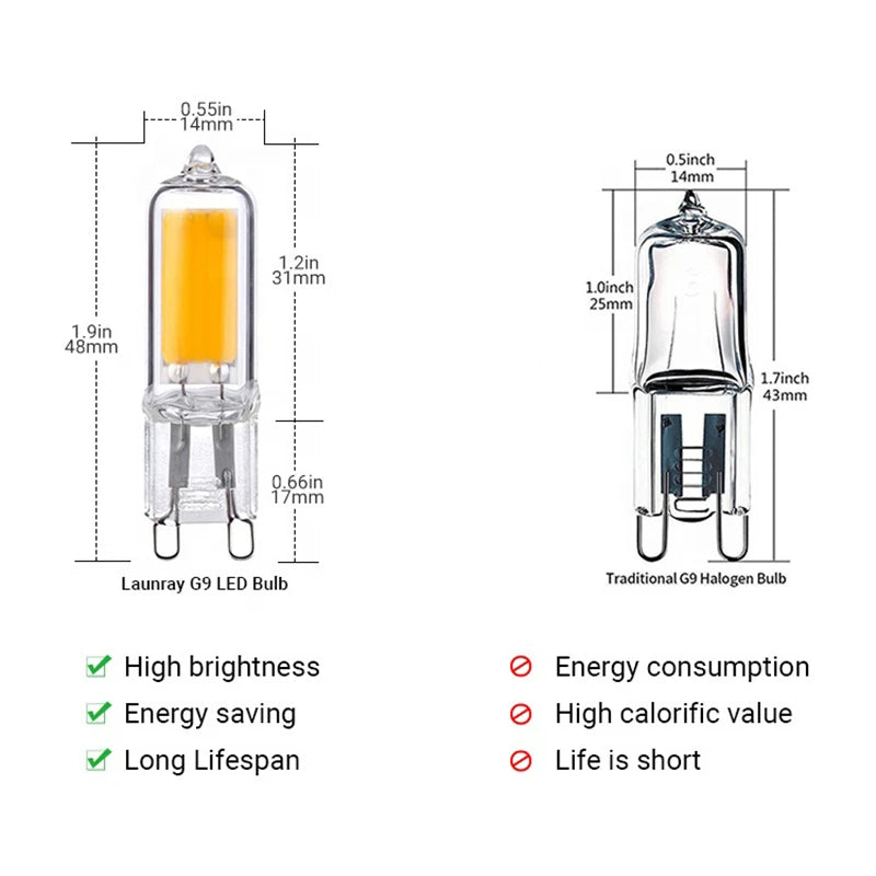 ampoule led g9 transparente 6w 9w 12w 2700k 6500k 50000h modernes tringles