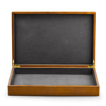 boîtes bijoux bois marron clair intérieur velours noir classique poignées dorées rangement colliers pendentifs
