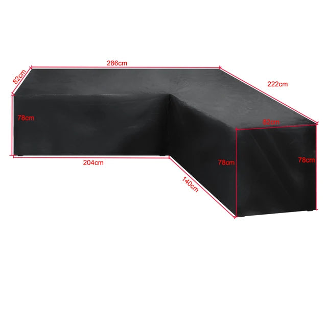 housse canapé extérieur polyester noir moderne élastiques 286x222x82cm