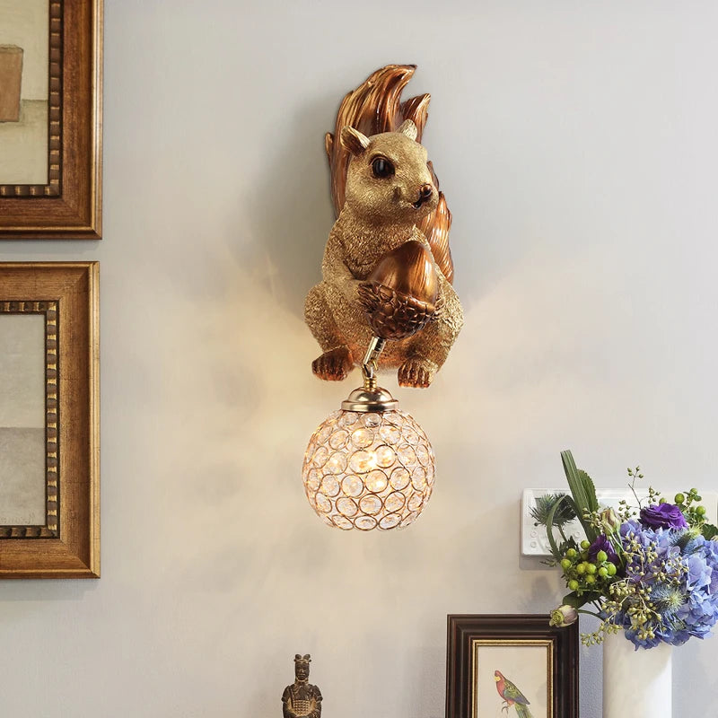lampe murale or animaux chouette écureuil décoration chambre contemporaine led 249lm 90260v