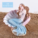 statue sirène résine bleu clair rose pâle coquillage mariage décoration intérieure fée méditerranéenne