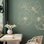 Autocollant mural fleur et plante gris clair sur mur blanc