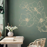 décoration murale autocollant fleurs magnolier bohème minimaliste nature chambre salon