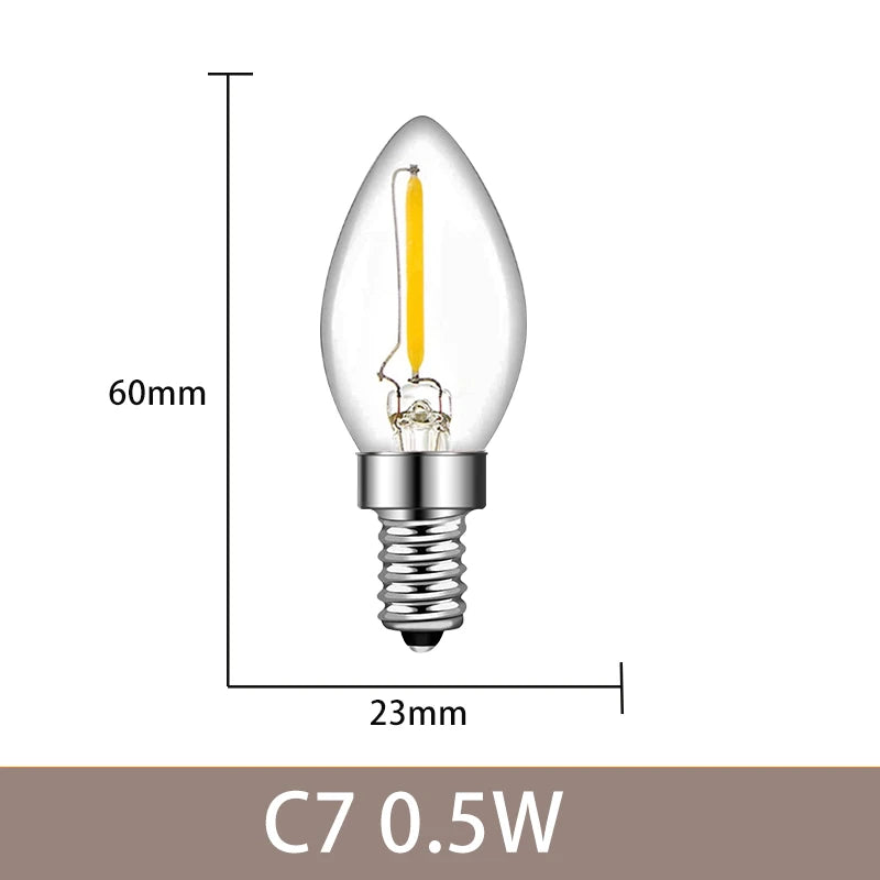 ampoules led filament dorés transparentes e12 e14 4w 6w 2700k 360° modernes 25000h