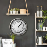 horloge murale jour semaine cadran argenté face blanche moderne minimaliste quartz aiguille salon