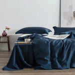 ensemble literie soie rose poudré drap housse taies oreillers minimaliste moderne élégant doux respirant