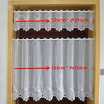 rideau semi transparent fleuri brodé blanc rose fenêtre chambre vintage 30cm 88cm