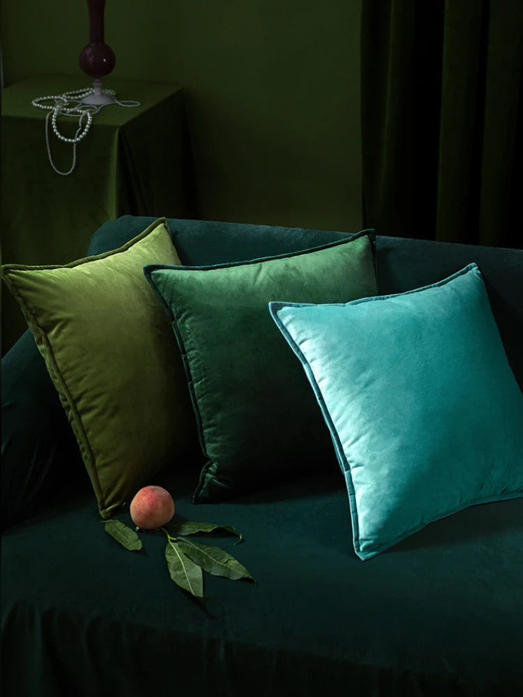 coussin velours carré vert foncé décoration intérieure élégante 30x50cm chambre salon farmhouse