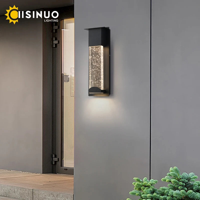 applique murale led moderne étanche ip65 noir transparent capteur mouvement extérieure jardin