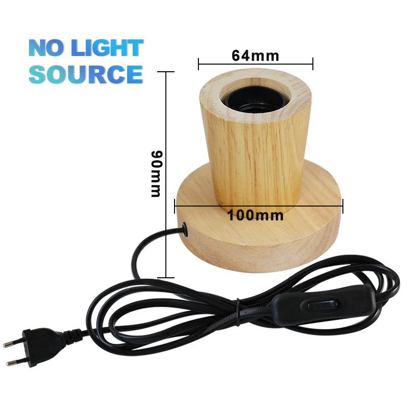 lampe table bois moderne industriel ampoule filament visible cylindre cube octaèdre chambre coucher deco