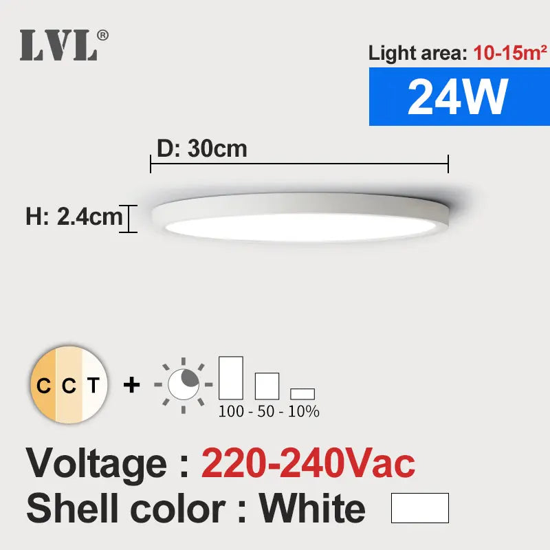 plafonnier led blanc moderne 24w 1080lm 10 15m² facile interrupteur mural