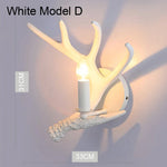 applique murale rustique blanc marron antilope branches naturelle ampoules led chambre salon