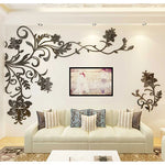 Motif floral multicolore sur autocollant mural acrylique