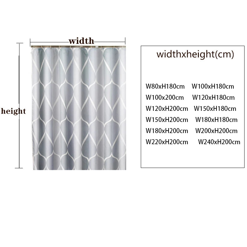 rideau douche moderne géométrique gris blanc imperméable crochets toile bain large choix dimensions respectueux