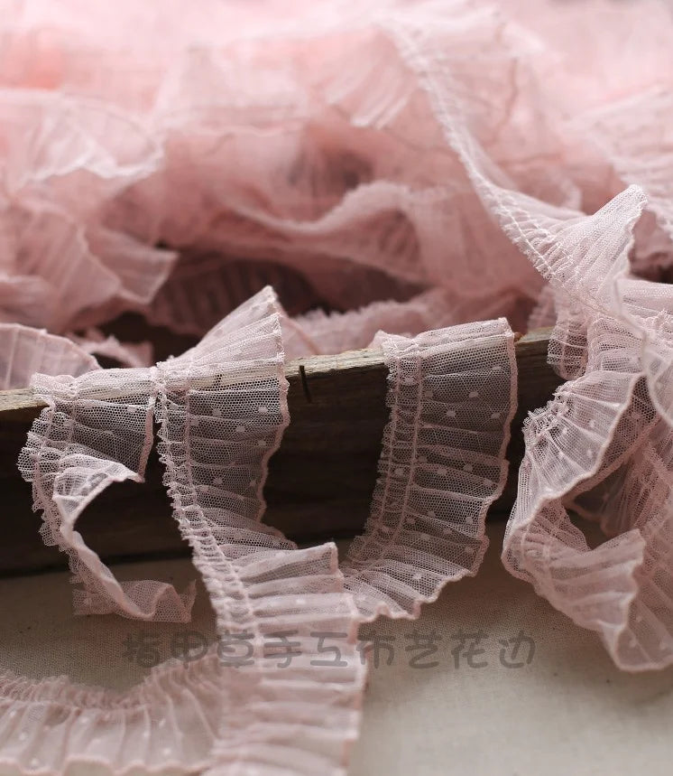 ruban décoratif polyester 4cm rayures fronces translucide noir gris blanc rose rouge echangement
