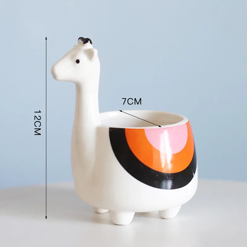 cache pot animaux cartoon cactus ours girafe renard chat fleur verte porcelain moderne