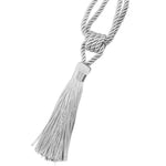 rideau attache pompon polyester beige gris or classique 45cm total 14cm pompon decoration interieur