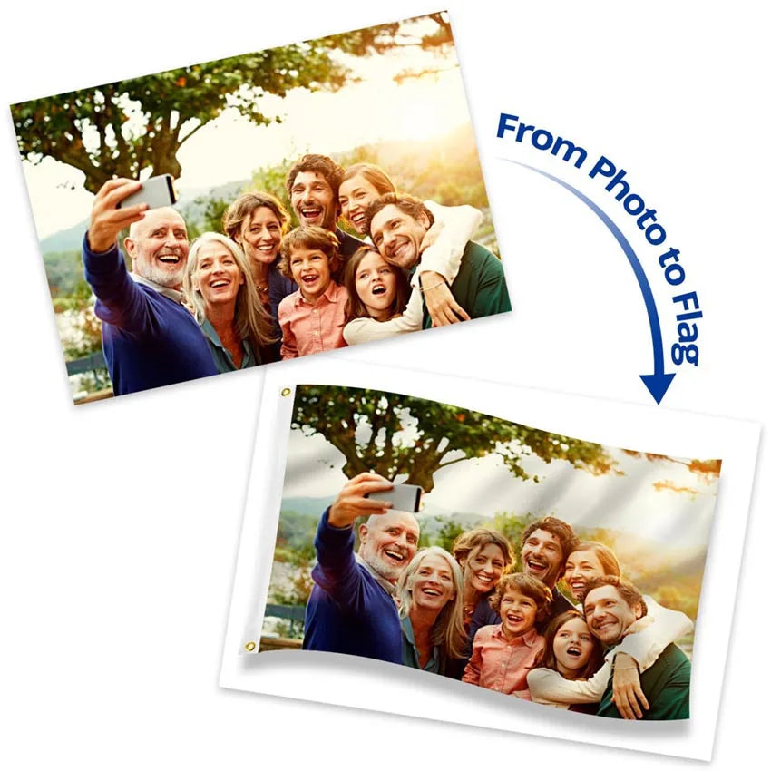 tapisserie polyester double face impression carrée simple clips métalliques photoprint logo famille
