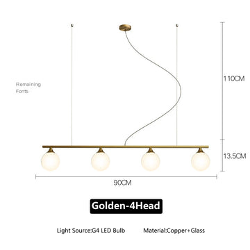 suspension lumineuse or blanc sphères translucides barre horizontale moderne minimaliste chambre salon